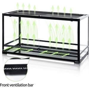 REPTI ZOO Front Double Hinge Door with PVC Background Reptile Glass Terrarium Tank, 40-gal, Black