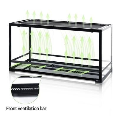 Show full view: REPTI ZOO Front Double Hinge Door with PVC Background Reptile Glass Terrarium Tank, 40-gal, Black slide 5 of 8