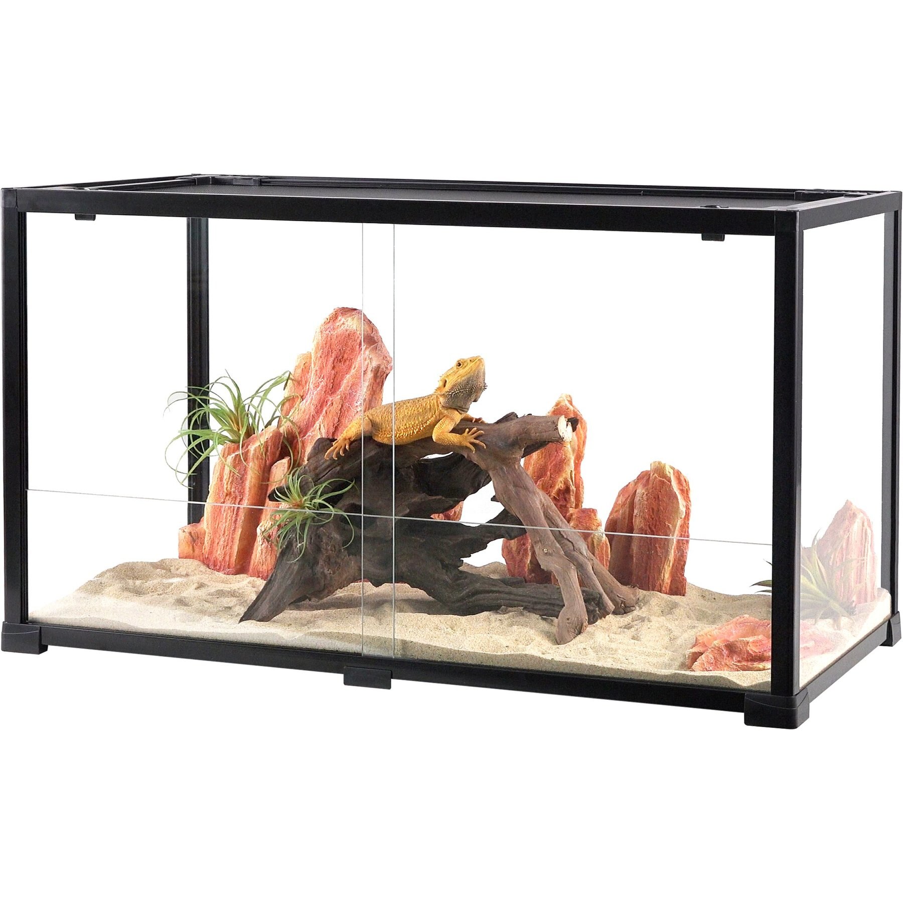 REPTI ZOO Full Knock Down Glass Reptile Terrarium, Black, 56-gallon