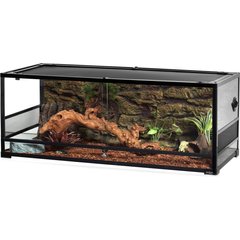 REPTI ZOO Glass Reptile Terrarium Sliding Doors with Screen Ventilation, Black, 64-gal