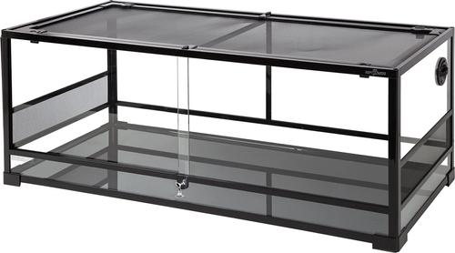 Show full view: REPTI ZOO Glass Reptile Terrarium Sliding Doors with Screen Ventilation, Black, 64-gal slide 2 of 9