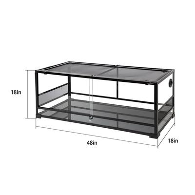 Show full view: REPTI ZOO Glass Reptile Terrarium Sliding Doors with Screen Ventilation, Black, 64-gal slide 3 of 9