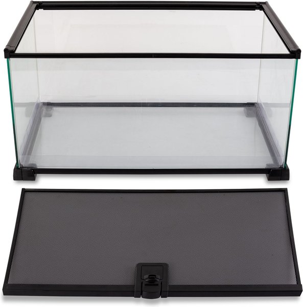 REPTI ZOO Mini 10-gallon Reptile Glass Terrarium, Black