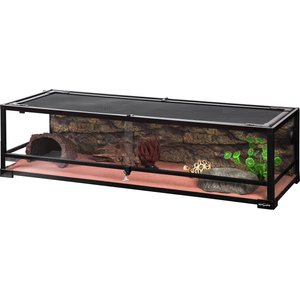 OiiBO Tempered Glass Reptile Terrarium, Black