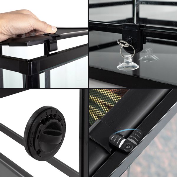 REPTI ZOO Sliding Doors Screen Ventilation Reptile Terrarium, 47-gal