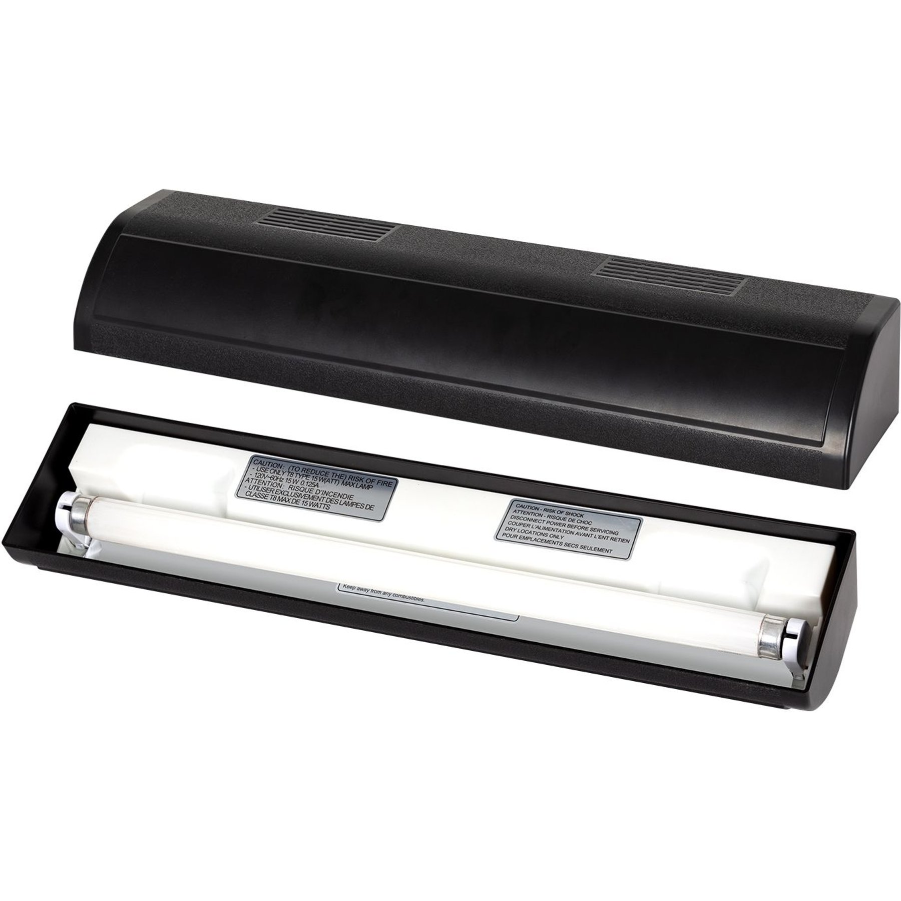 REPTI ZOO T8 UVB Lighting Terrarium Hood & Lamp Kit, 15-watt, black
