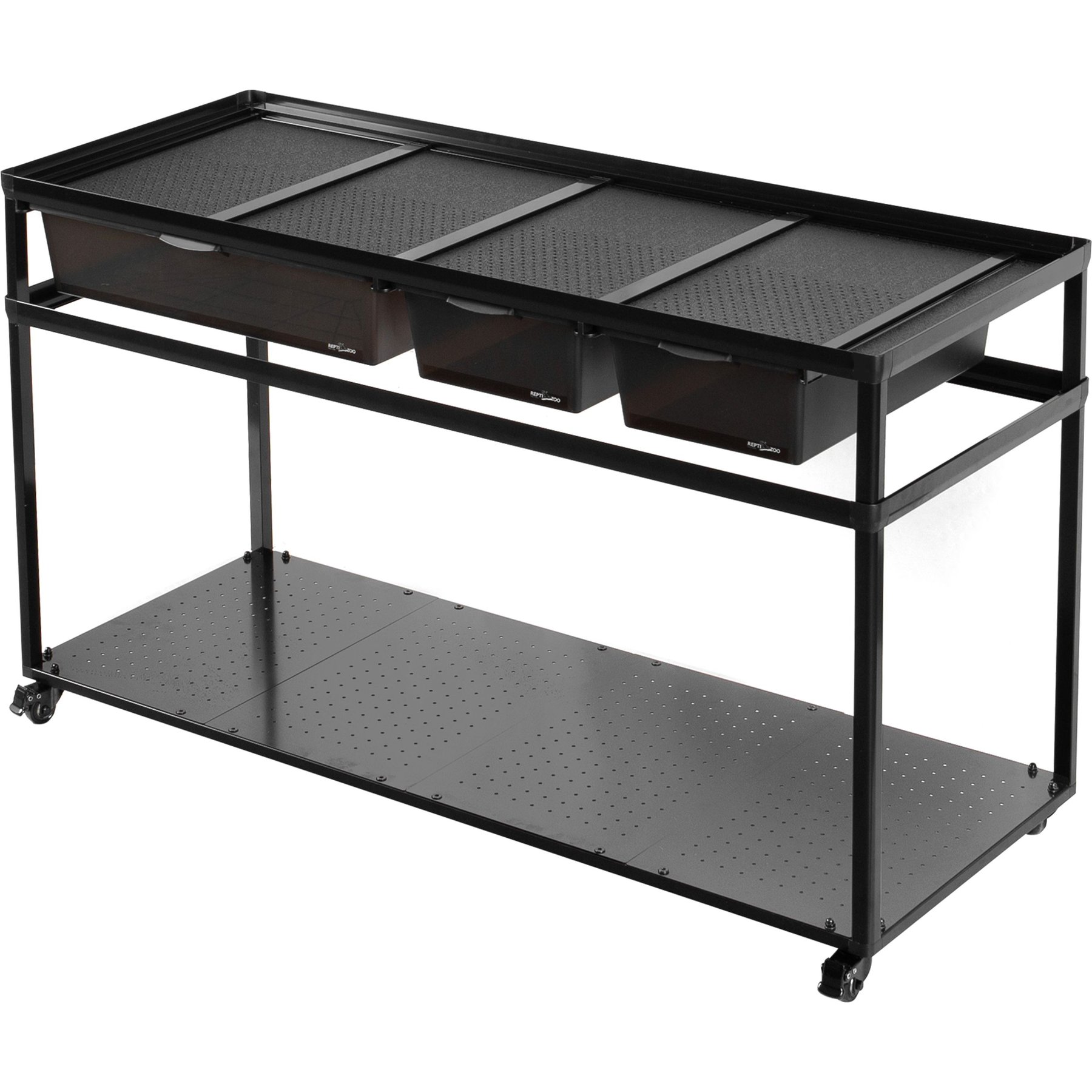 REPTI ZOO Tank Stand Terrarium with Breeding Boxs Reptile Cabinet, Black, Large