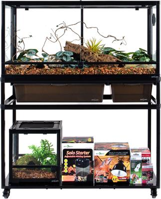 Show full view: REPTI ZOO Tank Stand Terrarium with Breeding Boxs Reptile Cabinet, Black, Small slide 3 of 8