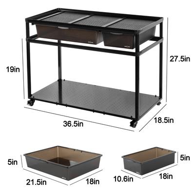 Show full view: REPTI ZOO Tank Stand Terrarium with Breeding Boxs Reptile Cabinet, Black, Small slide 4 of 8