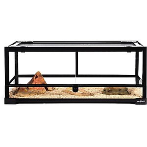 REPTI ZOO Tempered Glass Front Opening with Double Hinge Door Terrarium, Black, 18-gal