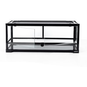 REPTI ZOO Tempered Glass Front Opening with Double Hinge Door Terrarium, Black, 18-gal