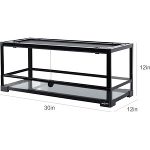 REPTI ZOO Tempered Glass Front Opening with Double Hinge Door Terrarium, Black, 18-gal