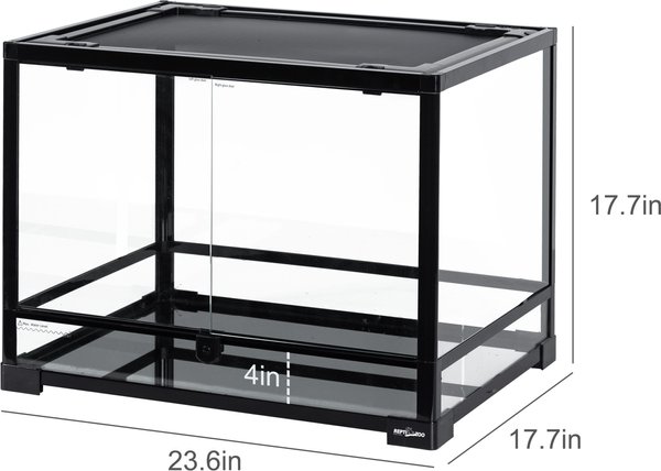 REPTI ZOO Tempered Glass Front Opening with Double Hinge Door Terrarium, Black