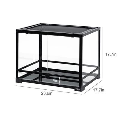 Show full view: REPTI ZOO Tempered Glass Front Opening with Double Hinge Door Terrarium, Black, 32-gal slide 3 of 10