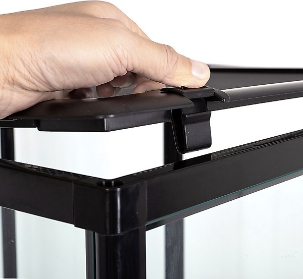 REPTI ZOO Tempered Glass Front Opening with Double Hinge Door Terrarium, Black