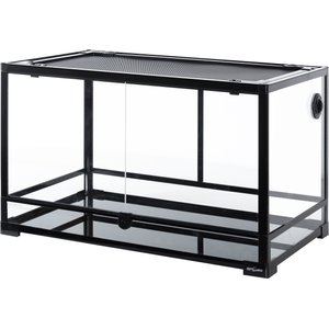 REPTI ZOO Tempered Glass Front Opening with Double Hinge Door Terrarium, Black, 35-gal