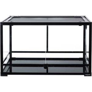 REPTI ZOO Tempered Glass Front Opening with Double Hinge Door Terrarium, Black, 35-gal
