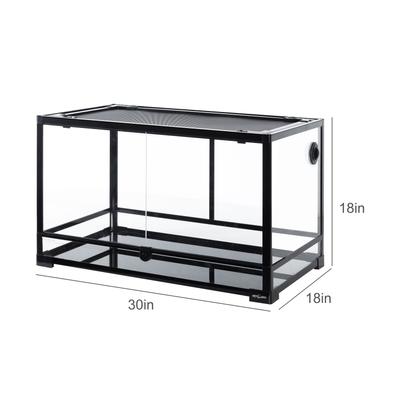 Show full view: REPTI ZOO Tempered Glass Front Opening with Double Hinge Door Terrarium, Black, 35-gal slide 4 of 12