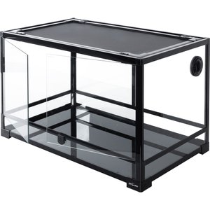REPTI ZOO Tempered Glass Front Opening with Double Hinge Door Terrarium, Black, 35-gal