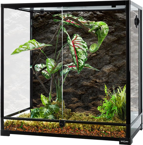 REPTI ZOO Tank, Wide & Tall Tempered Glass Reptile Terrarium, Black, Large, 85-gal: 48 x 18 x 24-in