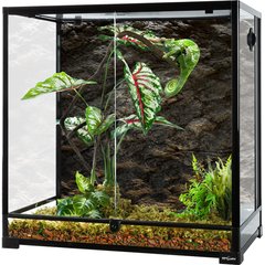 REPTI ZOO Tempered Glass Reptile Terrarium, Black, 70-gal