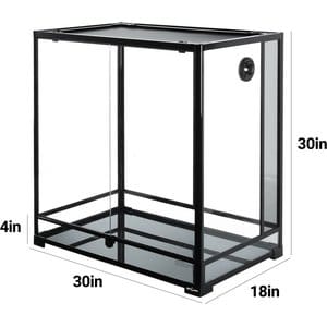 REPTI ZOO Tempered Glass Reptile Terrarium, Black, 70-gal