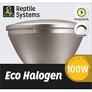 Reptile Systems Eco Halogen Reptile Heat Lamp, White, 100-watt