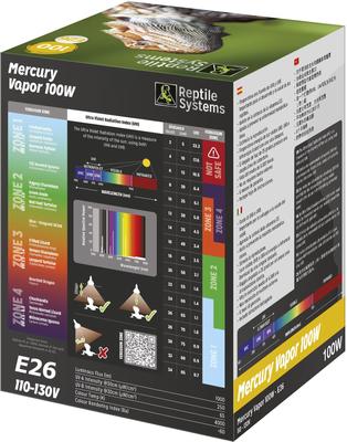 Show full view: Reptile Systems Mercury Vapor D3 Pro Reptile Basking Lamp, 100-watt slide 2 of 10