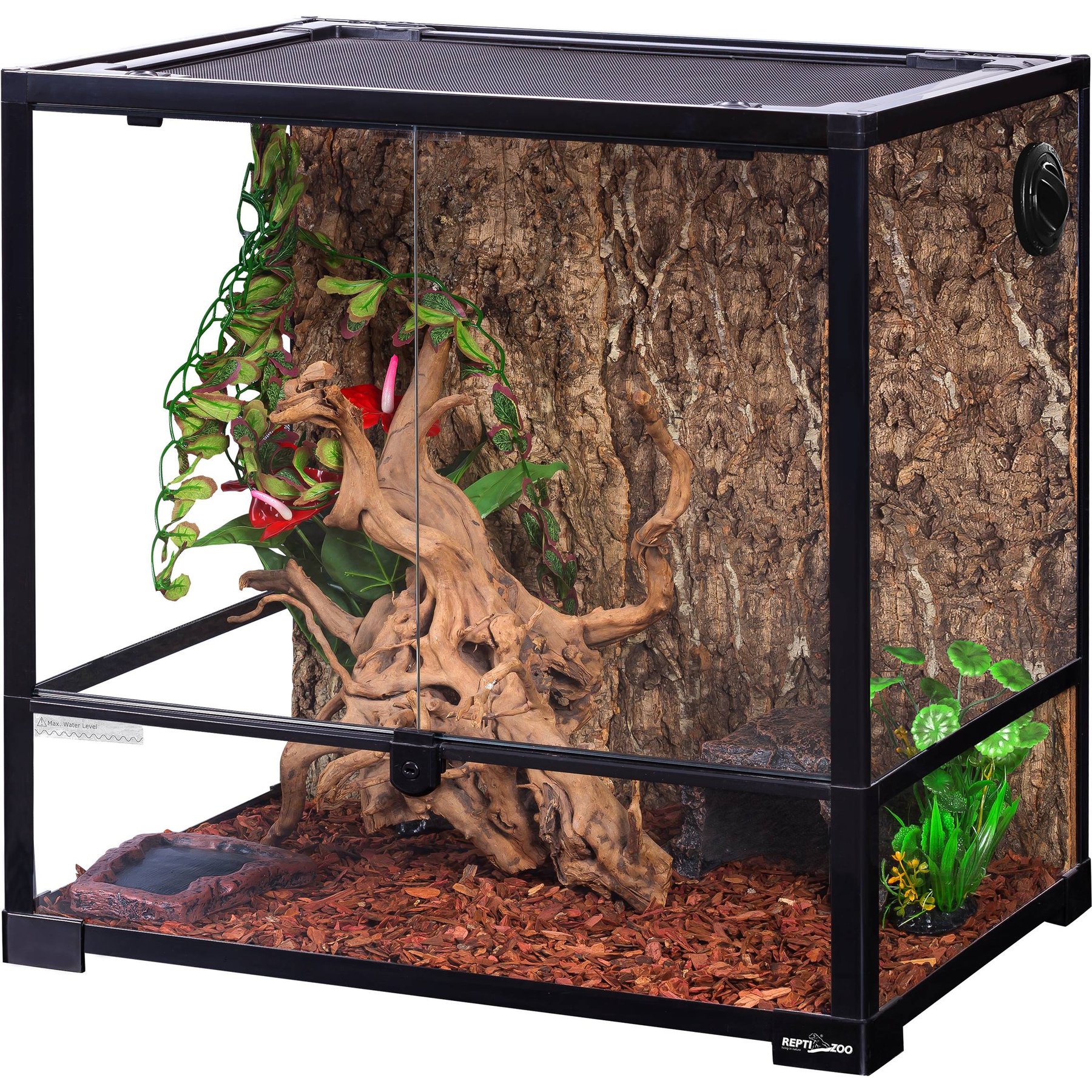 REPTI ZOO Reptile Glass Terrarium, Black, 45-gal