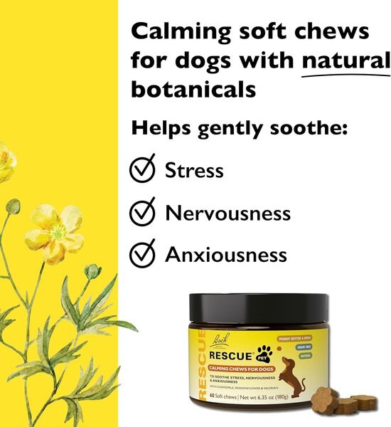 Rescue Remedy Pet Calming Chew Supplement for Dogs, 60 count