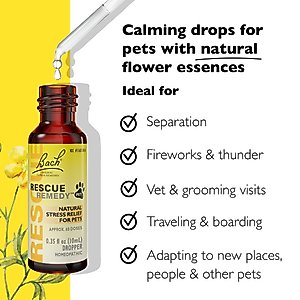 Rescue Remedy Stress Relief Pet Supplement, 10-mL bottle
