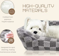 Reserve Checkered Cuddler Bolster Dog & Cat Bed, Gray, Large slide 2 of 9