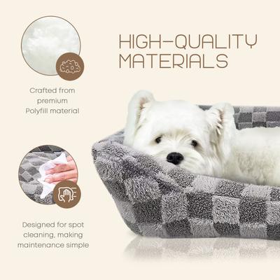 Show full view: Reserve Checkered Cuddler Bolster Dog & Cat Bed, Gray, Large slide 4 of 9
