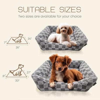 Show full view: Reserve Checkered Cuddler Bolster Dog & Cat Bed, Gray, Large slide 3 of 9