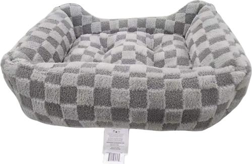 Show full view: Reserve Checkered Cuddler Bolster Dog & Cat Bed, Gray, Medium slide 4 of 9