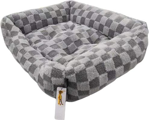 Show full view: Reserve Checkered Cuddler Bolster Dog & Cat Bed, Gray, Medium slide 3 of 9