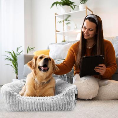 Show full view: Reserve Jacquard Cuddler Bolster Dog & Cat Bed, Gray, Large slide 7 of 10