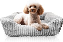 Reserve Jacquard Cuddler Bolster Dog & Cat Bed, Gray, Medium slide 1 of 9