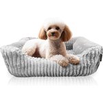 Reserve Checkered Cuddler Bolster Dog & Cat Bed, Gray