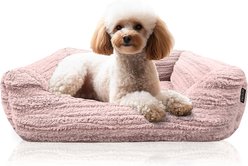 Reserve Jacquard Cuddler Bolster Dog & Cat Bed, Pink, Large