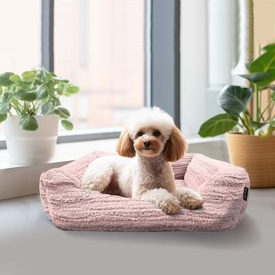 Show full view: Reserve Jacquard Cuddler Bolster Dog & Cat Bed, Pink, Large slide 2 of 10
