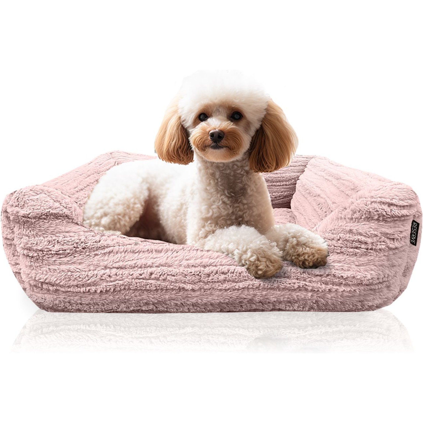 Reserve Jacquard Cuddler Bolster Dog & Cat Bed, Pink, Medium