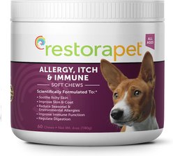 RestoraPet Allergy, Itch & Immune Support Soft Chews Dog Supplement, 60 count