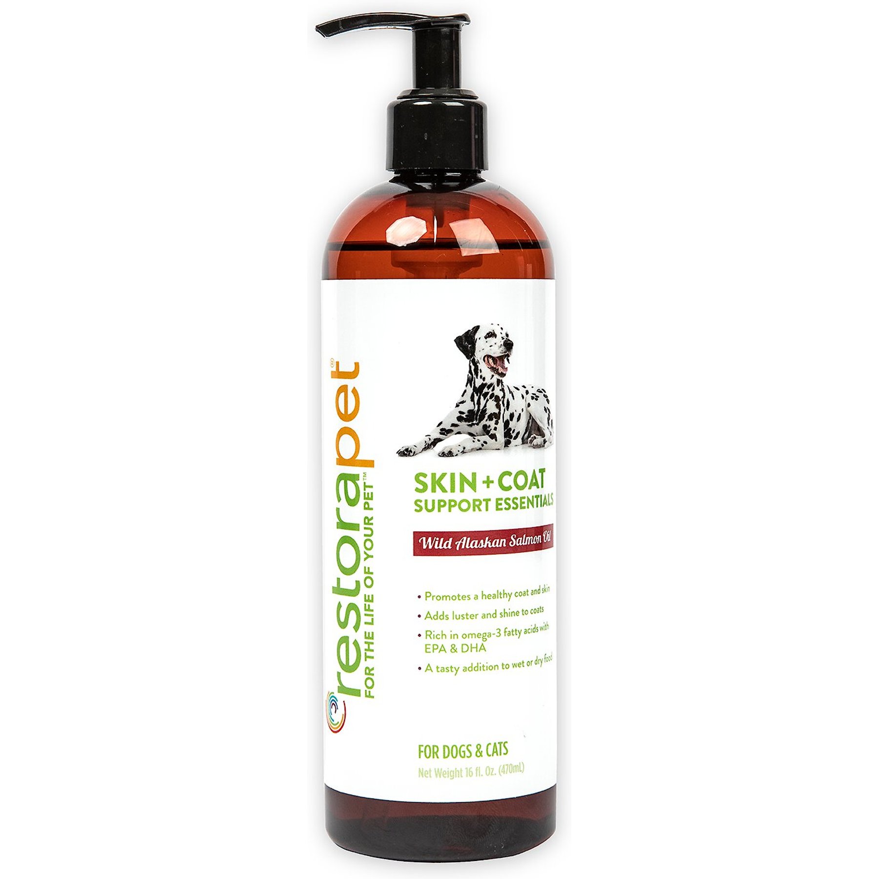 RestoraPet Skin + Coat Support Essentials Wild Alaskan Salon Oil Supplement for Dogs, 16-fl oz bottle