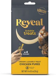 Reveal Chicken Puree Grain-Free Lickable Cat Treats, 0.5-oz sachet, 4 count