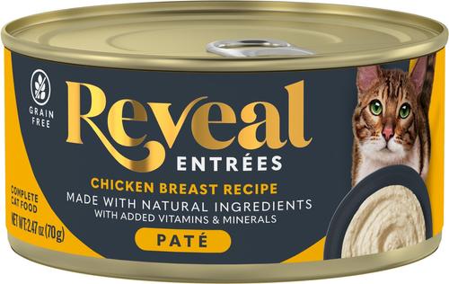 Show full view: Reveal Entree Chicken Breast Pate Recipe Grain-Free Canned Wet Cat Food, 2.47-oz can, case of 24 slide 3 of 12