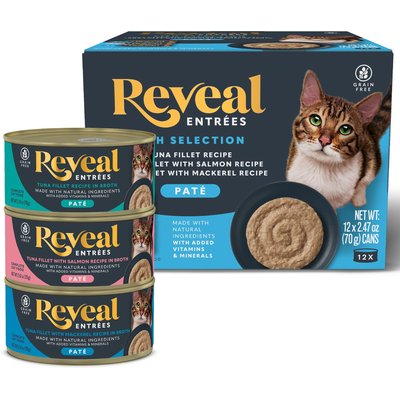 Reveal Reveal Entree Fish Pate Selection Grain-Free Canned Wet Cat Food, 2.47-oz can, case of 12