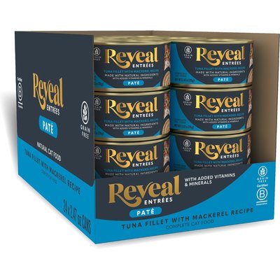 Reveal Reveal Entree Tuna Fillet with Mackerel Pate Recipe Grain-Free Canned Wet Cat Food, 2.47-oz can, case of 24