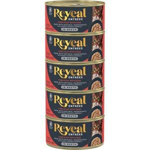 Reveal Entrees Broth Grain-Free Tuna & Crab Flavored Wet Cat Food, 2.47-oz can, 5 count