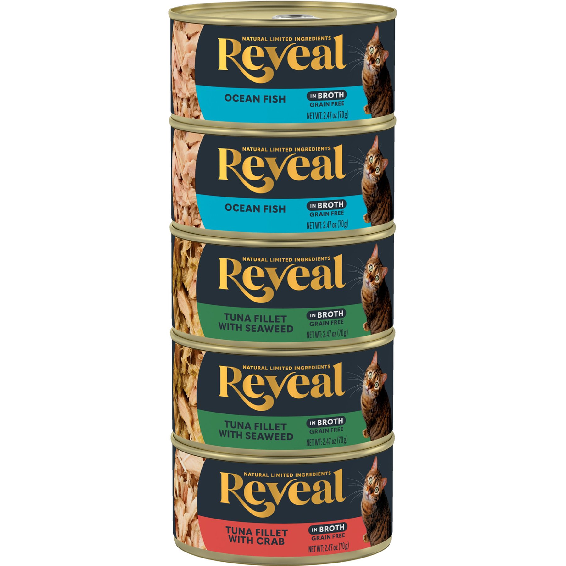 Reveal Fish Broth Selection Grain-Free Wet Cat Food, 2.47-oz can, 5 count